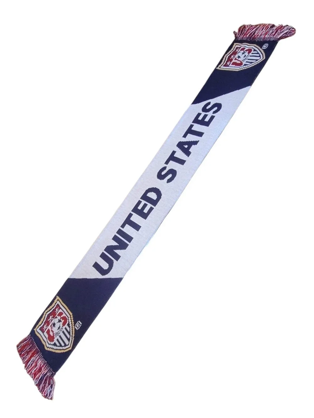 United States Soccer Supporter Scarf Double Sided Knit Fan Gear Red White Blue